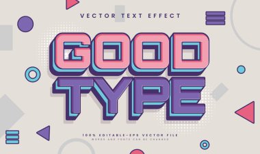 Retro komik tarzlı, iyi tip düzenlenebilir vektör metin efekti. Eski vintage teması için uygun.