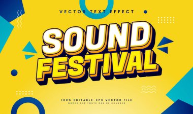 Sarı temalı ses festivali düzenlenebilir vektör metin efekti. Müzik etkinliği partisi için uygun