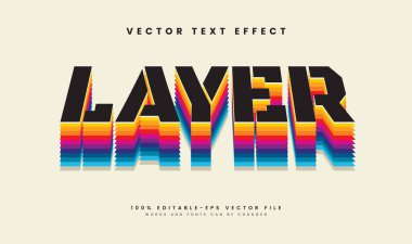 Pankart veya poster tasarımı için uygun minimalist kavrama sahip daha renkli düzenlenebilir vektör metin efekti.