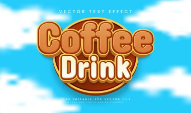 Kahve içecek düzenlenebilir vektör metin efekti tatlı menü temalı, kahve tasarımı ihtiyaçları için uygun.