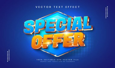 Promosyon ürünü veya pazarlama ihtiyaçları için uygun, özel teklif düzenlenebilir vektör metin efekti.