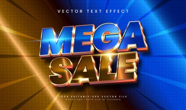 Mega satışı düzenlenebilir vektör metin efekti, tanıtım ve pazarlama ürünü için uygundur
