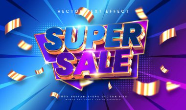 Süper satış vektör metin efekti, promosyon ve pazarlama ürünü için uygun