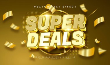 Süper anlaşmalar, altın temalı düzenlenebilir vektör metin efekti, promosyon ve pazarlama ürünü için uygundur