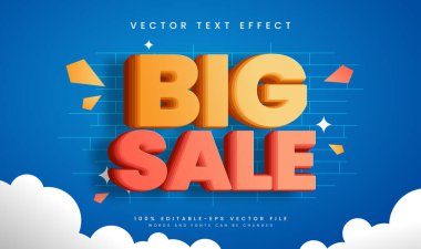 Büyük satış 3d düzenlenebilir vektör metin efekti, promosyon veya pazarlama ürünü ihtiyaçları için uygundur.