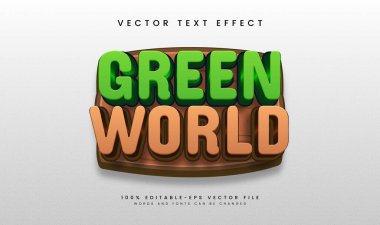 Yeşil dünya düzenlenebilir vektör metin efekti, organik doğa kavramı için uygun.