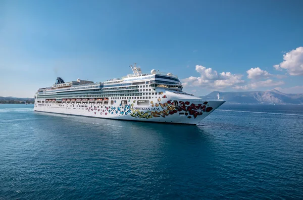 Corfu Griekenland September 2022 Cruiseschip Norwegian Gem Norwegian Cruise Line — Stockfoto