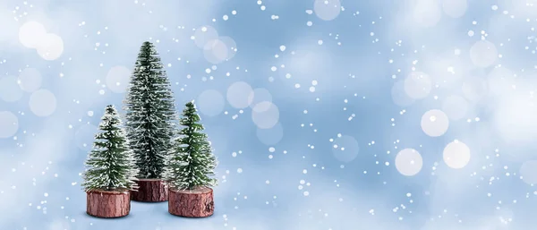 Mini Alberi Natale Sfondo Disegno Della Neve — Foto Stock