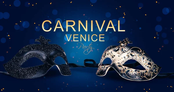 Carnival Venice party poster with Venetian masks.