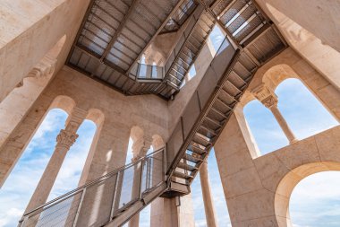 Architecture and staircase of Saint Domnius Bell Tower in Split, Croatia.