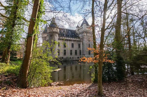 Kasteel Van Zellaer Achter Bomen Het Belgische Park Neo Gotische — Stockfoto