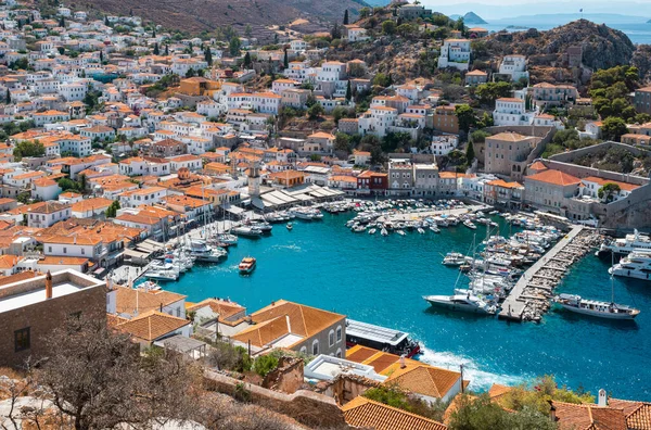Hidra Görögország Kikötője Felülről — Stock Fotó
