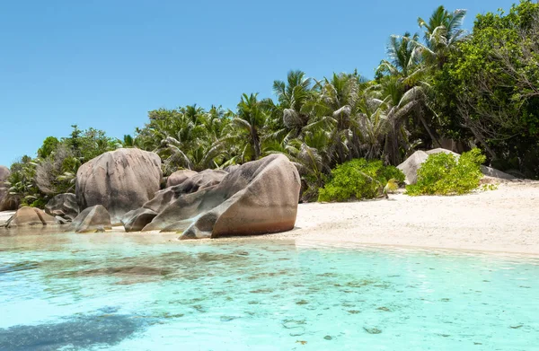 Digue Seychelles Paisagem Praia Fonte Anse Argent — Fotografia de Stock