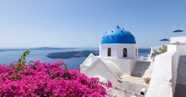 oia Köyü santorini Island, Yunanistan'ın panoramik manzarasını.