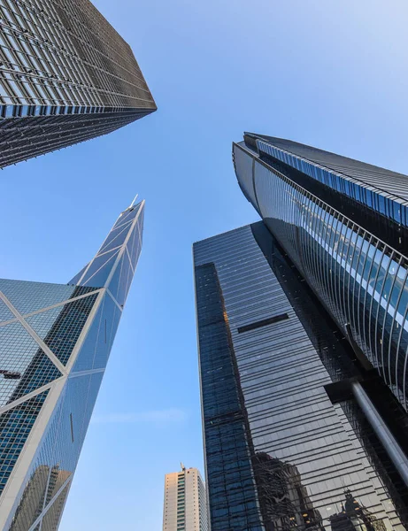 Stock image Bottom view of modern skyscrapers in business district.