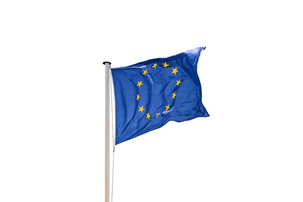 因白色背景而孤立的欧洲联盟旗帜 — 图库照片
