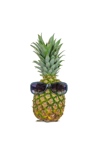 Ananas Med Solglasögon Isolerad Vit Bakgrund — Stockfoto