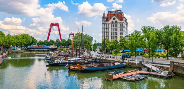 Vista Panorámica Ciudad Rotterdam Con Puerto Viejo — Foto de Stock