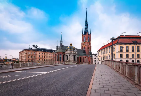 Stadsgatan Vid Riddarholmens Kyrka Stockholm — Stockfoto