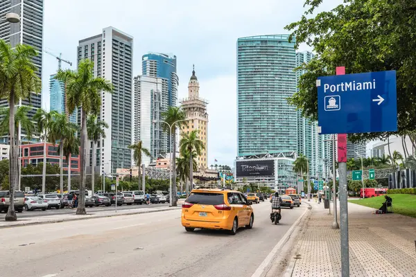 Miami Florida November 2023 Biscayne Boulevard Downtown Miami City Street Εικόνα Αρχείου