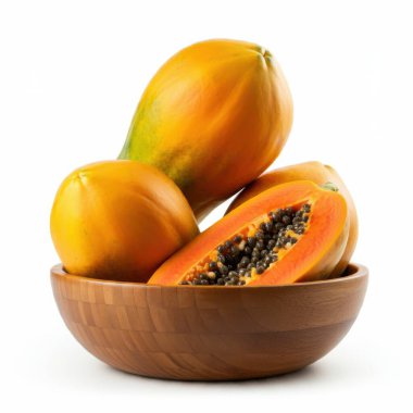 Overflowing Ripe Papaya Half Slice with Juicy Texture in a Bowl clipart