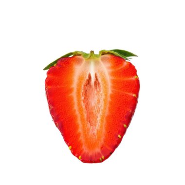 Vibrant half-slice fresh juicy strawberry with red color and antioxidants clipart