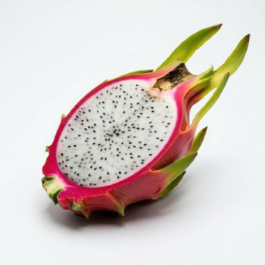 Dragon fruit slices arranged neatly on white background for vibrant food photography clipart