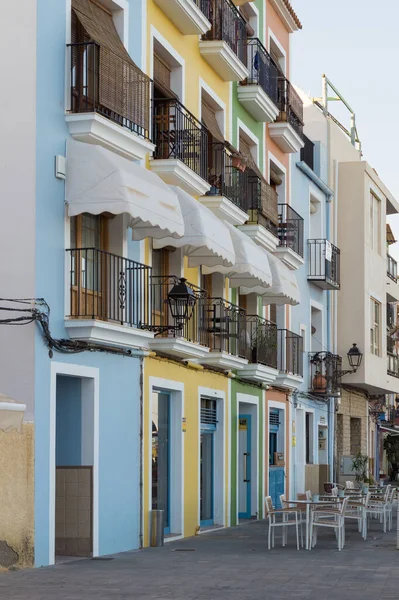 Villajoyosa有彩色立面的大楼 西班牙 埃利坎特 — 图库照片
