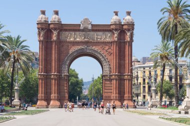 The Arc de Triomf in the city of Barcelona in Catalonia (Spain). Central promenade of the Passeig de Llus Companys in Barcelona.