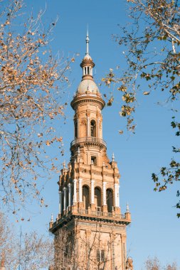 Tower of the Plaza de Espaa in Seville (Andalusia, Spain). Tower of the Spain Square in Seville. clipart
