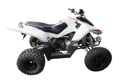 ATV Dörtlü bisiklet, tüm arazi aracı, kırpma yolu ile beyaz arka planda