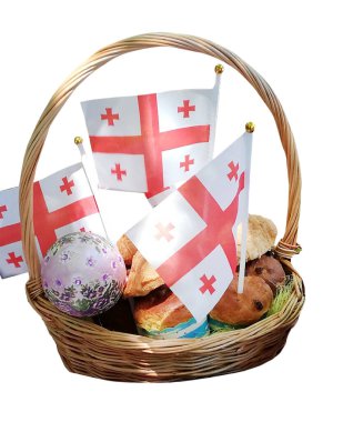 Easter basket in Georgia and Georgian flag clipart