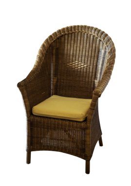 rattan chair isolated on white background, side view clipart