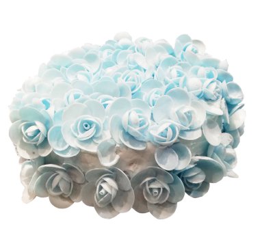 Beyaz arkaplanda izole edilmiş mavi gül pastası