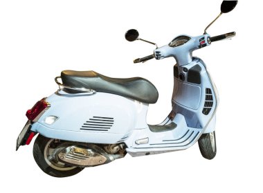 Yeni mavi motorsiklet izole edildi 