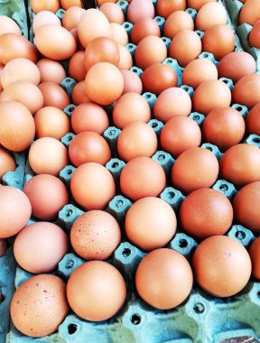 Tepside kahverengi büyük taze yumurtalar