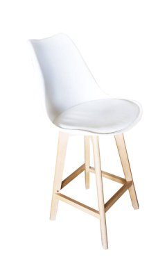 Beyaz arkaplanda izole edilmiş beyaz bar taburesi