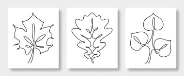 Vektör yapraklarının aralıksız çizimleri akçaağaç, meşe, ıhlamur. Posterler, duvar resimleri, tişörtler, çıkartmalar, cep telefonu kılıfı, kartlar ve daha fazlası için mükemmel bir dekor. Vektör illüstrasyonu.