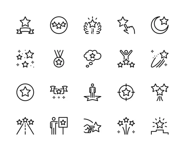 Stars Vector Linear Icons Set Simple Set Star Contains Icons — Stock Vector