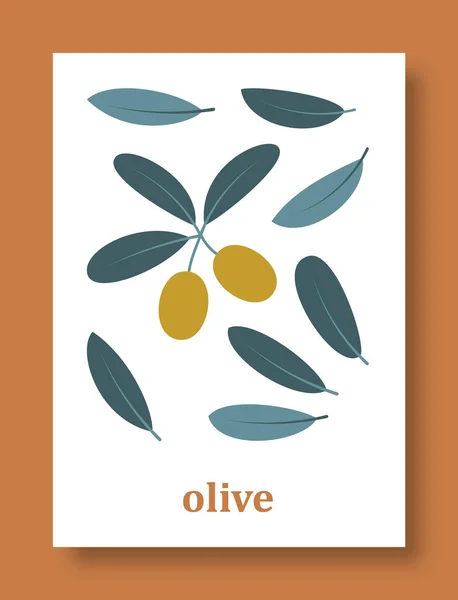 Abstrakcyjny Symbol Liści Oliwek Pastelowych Kolorach Oliwka Liście Rośliny Wiele Ilustracja Stockowa