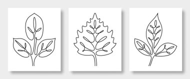 Sürekli çizilen vektör çizgileri ceviz, huş ağacı ve kül bırakır. Posterler, duvar resimleri, tişörtler, çıkartmalar, cep telefonu kılıfı, kartlar ve daha fazlası için mükemmel bir dekor. Vektör illüstrasyonu.