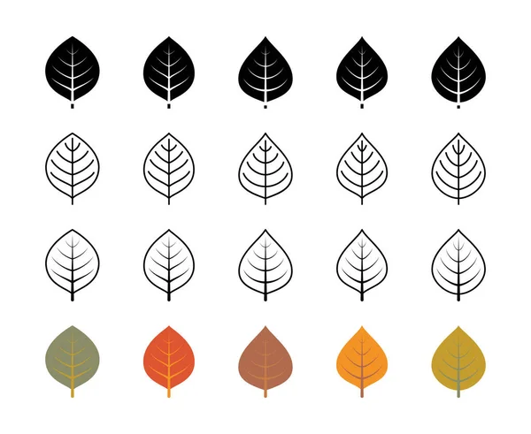 Icônes Vectorielles Feuilles Pommier Nature Écologie Feuilles Pomme Plante Icônes — Image vectorielle