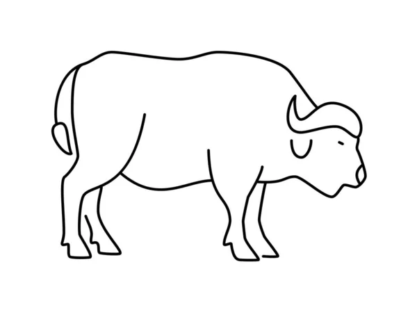 Buffalo Linjär Vektor Ikon Djurvärlden Buffel Teckning Djur Djur Symbol — Stock vektor