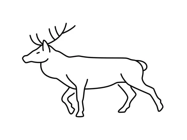 Deer Linear Vector Icon Animal World Deer Drawing Animal Beast — Stock Vector
