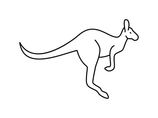 袋鼠线形矢量图标 动物世界袋鼠 形象等 白色背景上袋鼠的孤立轮廓 — 图库矢量图片