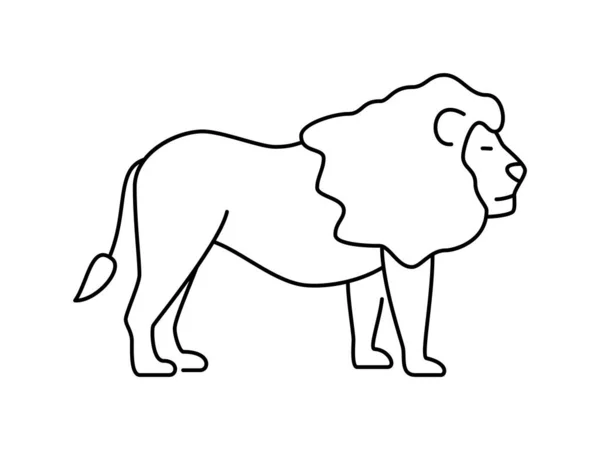 Lion Linear Vector Icon Animal World Lion Drawing Animal Beast — Stock Vector