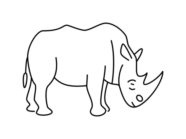 Γραμμική Διανυσματική Εικόνα Ρινόκερου Ζωώδης Κόσμος Rhino Σχέδιο Ζώο Θηρίο — Διανυσματικό Αρχείο