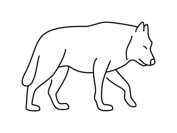 Lineární Vektorová Ikona Wolf Svět Zvířat Vlk Kresba Zvíře Zvíře — Stockový vektor
