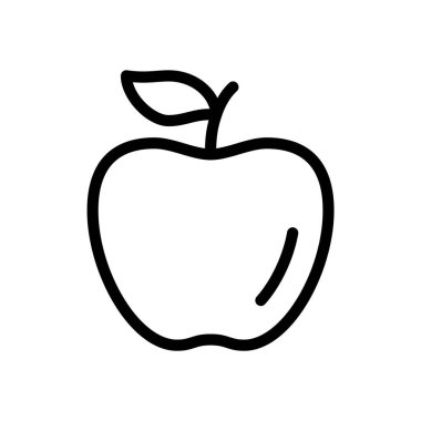 Meyve ve sebzelerle ilgili vektör doğrusal simgesi. İzole edilmiş ikon elması. Apple taslak simgesi. Çevrimiçi diyet menüsü. Kalite tasarım elemanı. Meyve ve sebzelerle ilgili izole edilmiş doğrusal simge.