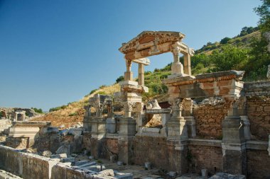 Türkiye 'nin Efes veya Efes antik kenti. Roma şehrinin antik kalıntıları